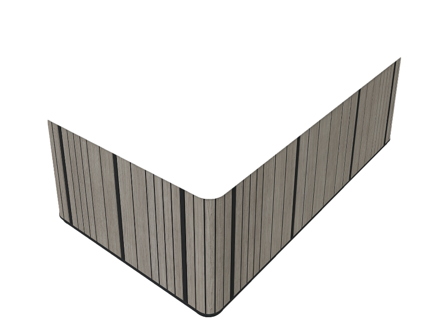 Deep charcoal-black synthetic weather-resistant composite slat finish in Midnight tone
