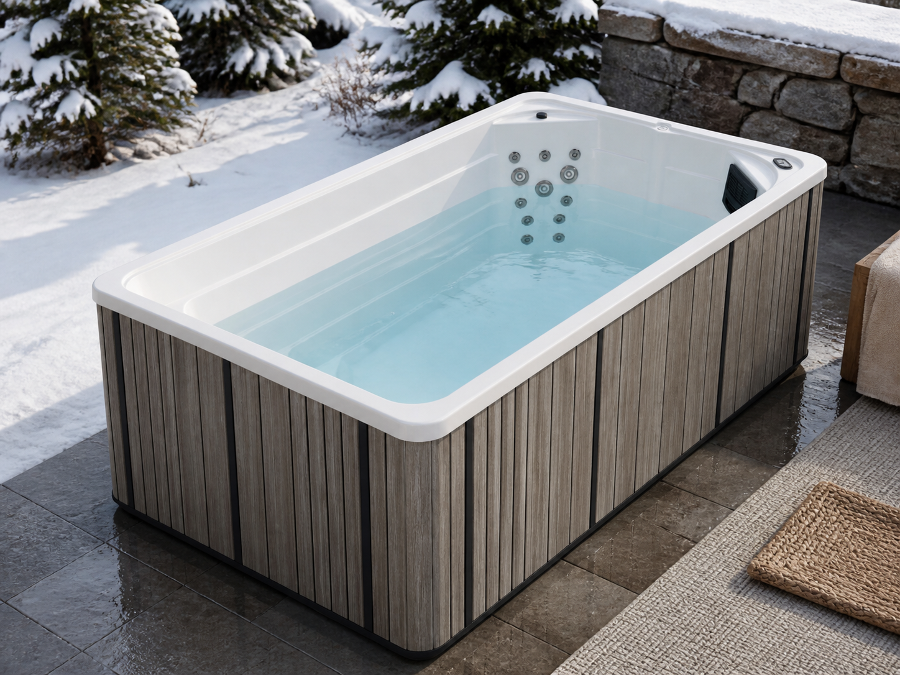Detail view of Platinum and Midnight cabinet color options with wood-grain composite texture